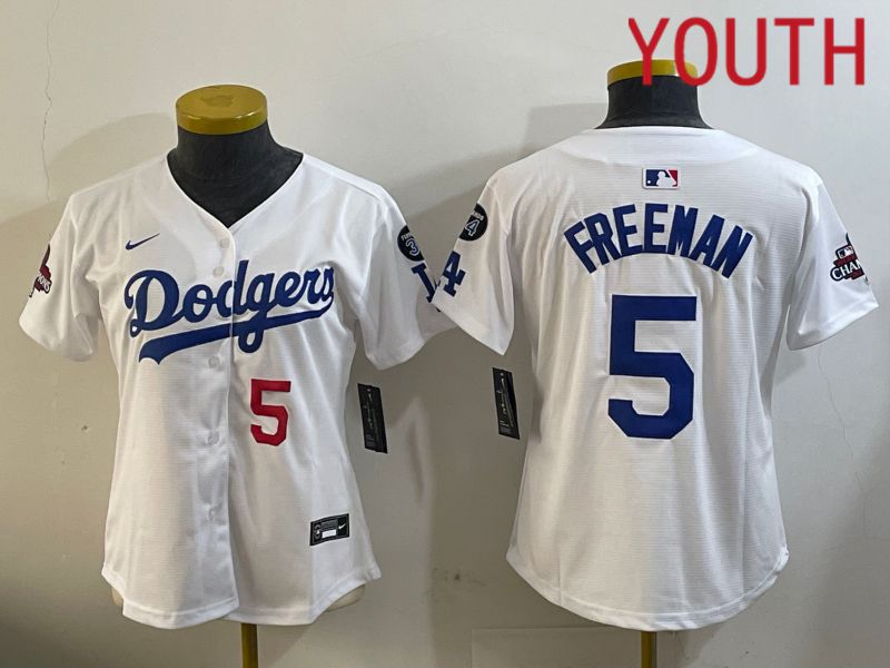 Youth Los Angeles Dodgers 5 Freeman White Game 2024 Nike MLB Jersey style 12095